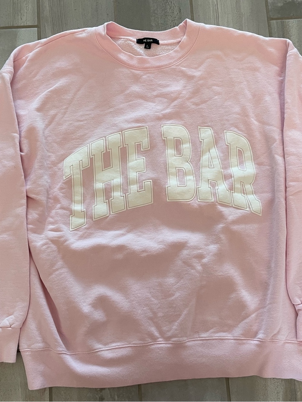 The Bar Varsity Sweatshirt Pink White Large